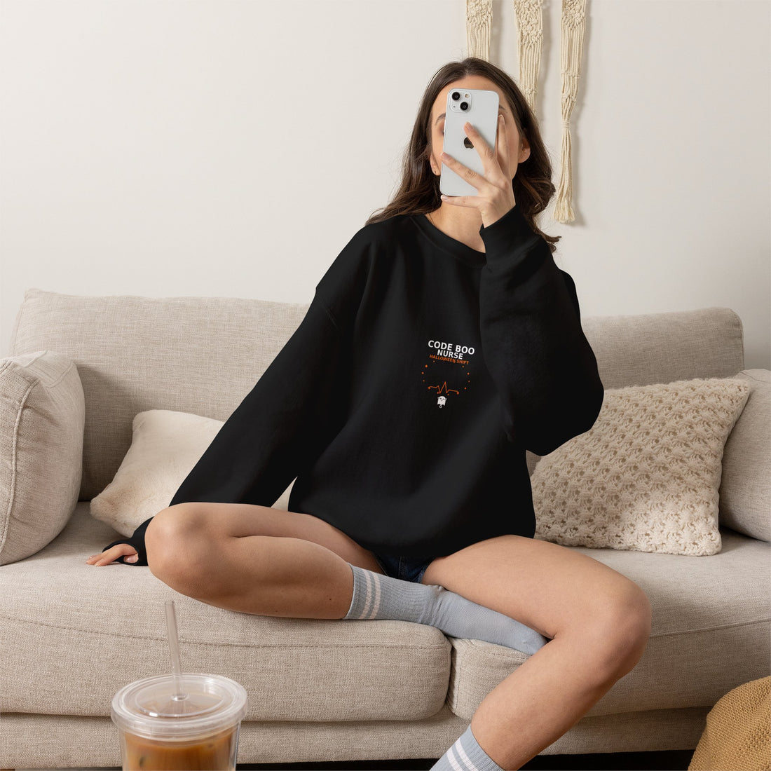 Code Boo Nurse Halloween Crewneck Sweatshirt