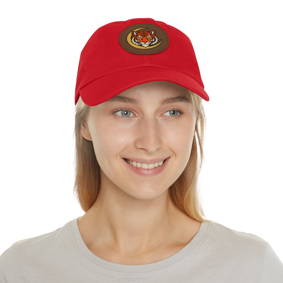 Kuvoq® Crescent Tiger Leather-Patch Dad Hat