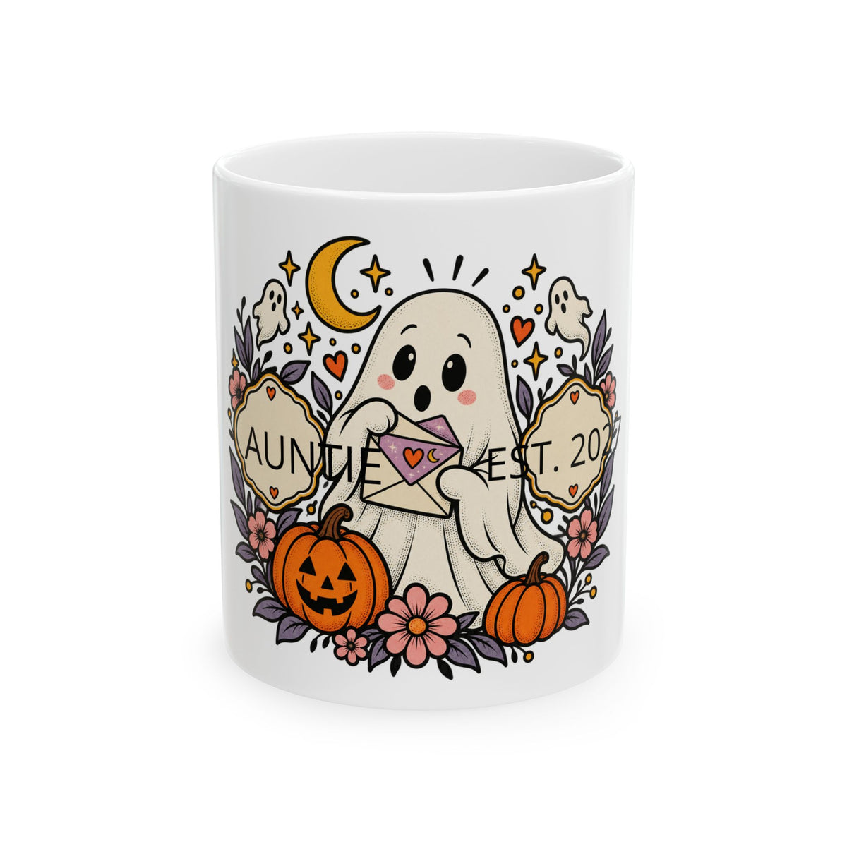 Personalized Halloween Pregnancy Reveal Mug | Relationship + Est. 2027 | KUVOQ