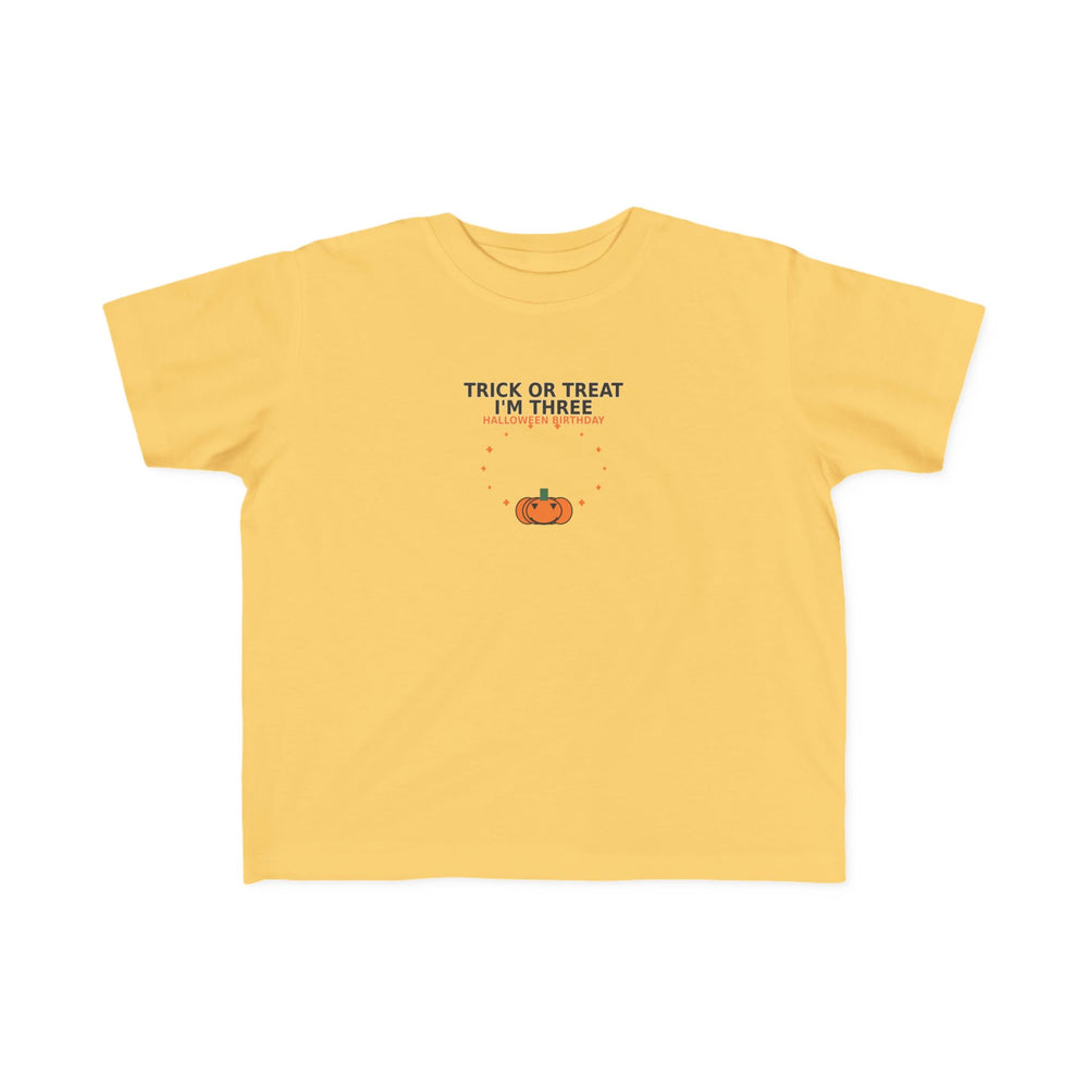 Trick or Treat, I'm THREE Halloween Birthday Shirt