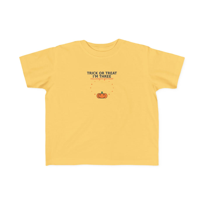 Trick or Treat, I'm THREE Halloween Birthday Shirt